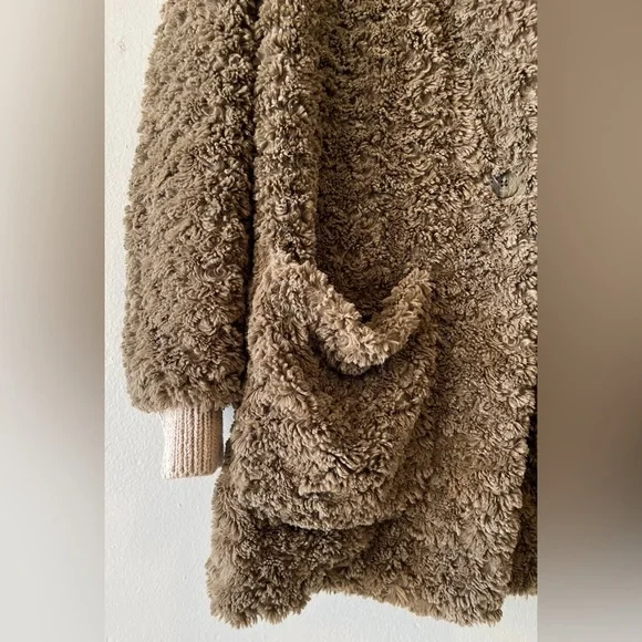 Aritzia Wilfred Free Grete jacket Size XXS Cozy Brown Teddy Coat Casual Fall - Picture 6 of 14